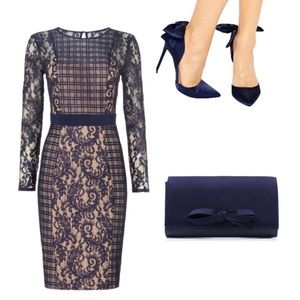 Little Mistress Tall Long Sleeve Lace Dress